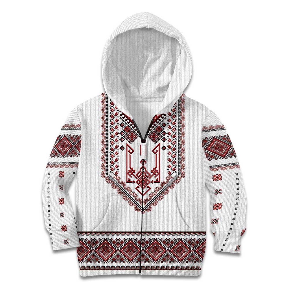Ukraine Vyshyvanka Inspired Patterns Kid Hoodie White