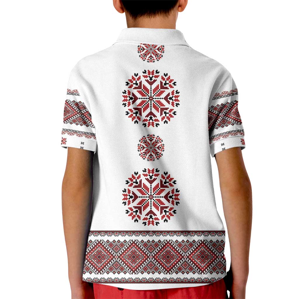 Ukraine Vyshyvanka Inspired Patterns Kid Polo Shirt White