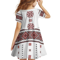 Ukraine Vyshyvanka Inspired Patterns Kid Short Sleeve Dress White