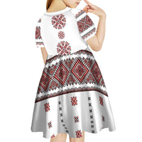 Ukraine Vyshyvanka Inspired Patterns Kid Short Sleeve Dress White