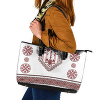 Ukraine Vyshyvanka Inspired Patterns Leather Tote Bag White