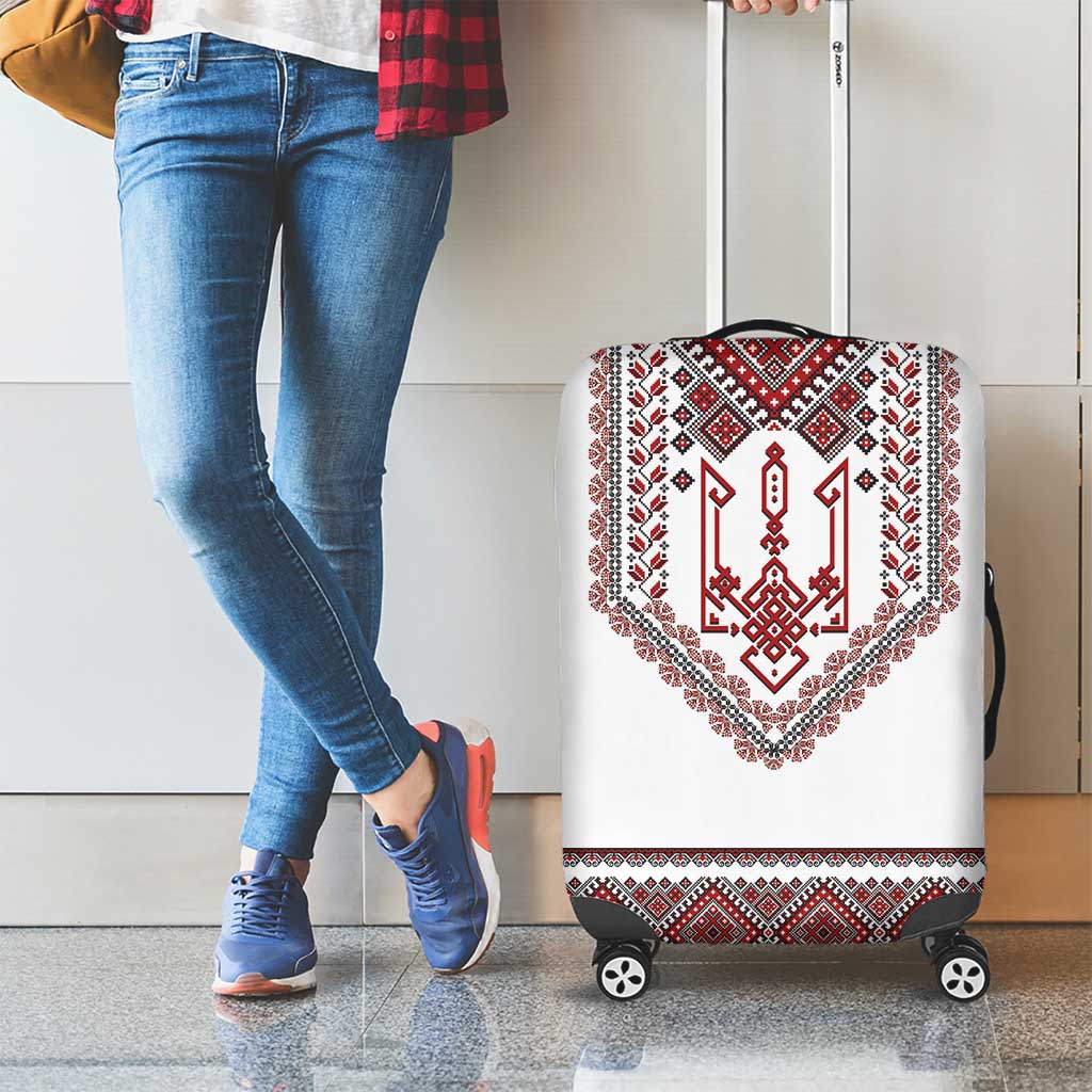 Ukraine Vyshyvanka Inspired Patterns Luggage Cover White