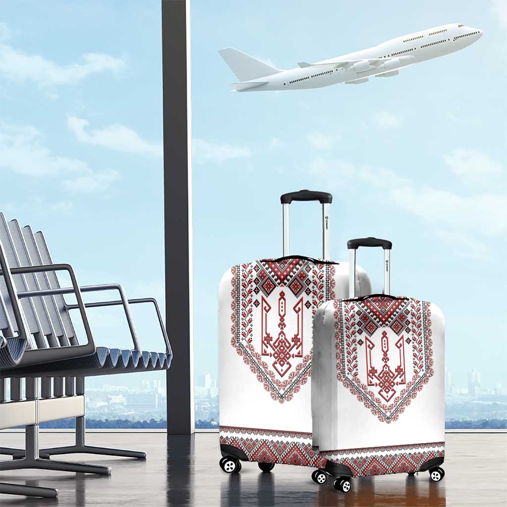 Ukraine Vyshyvanka Inspired Patterns Luggage Cover White