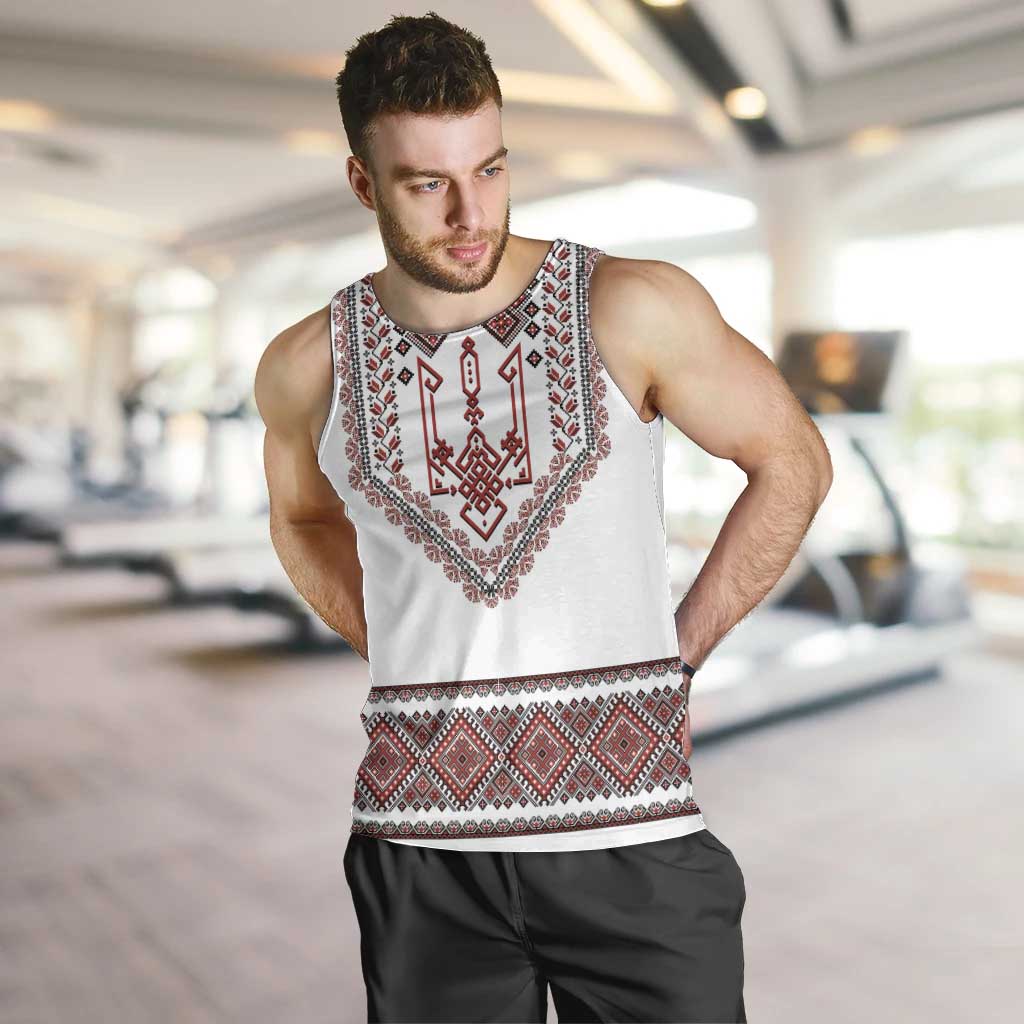 Ukraine Vyshyvanka Inspired Patterns Men Tank Top White