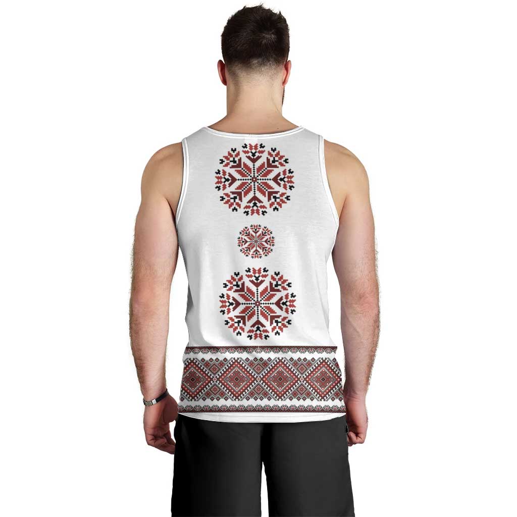 Ukraine Vyshyvanka Inspired Patterns Men Tank Top White