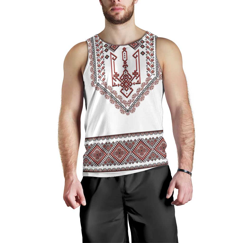 Ukraine Vyshyvanka Inspired Patterns Men Tank Top White