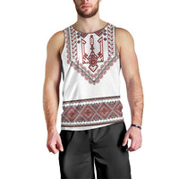 Ukraine Vyshyvanka Inspired Patterns Men Tank Top White