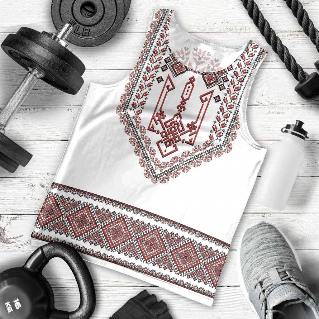 Ukraine Vyshyvanka Inspired Patterns Men Tank Top White