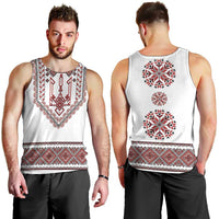 Ukraine Vyshyvanka Inspired Patterns Men Tank Top White