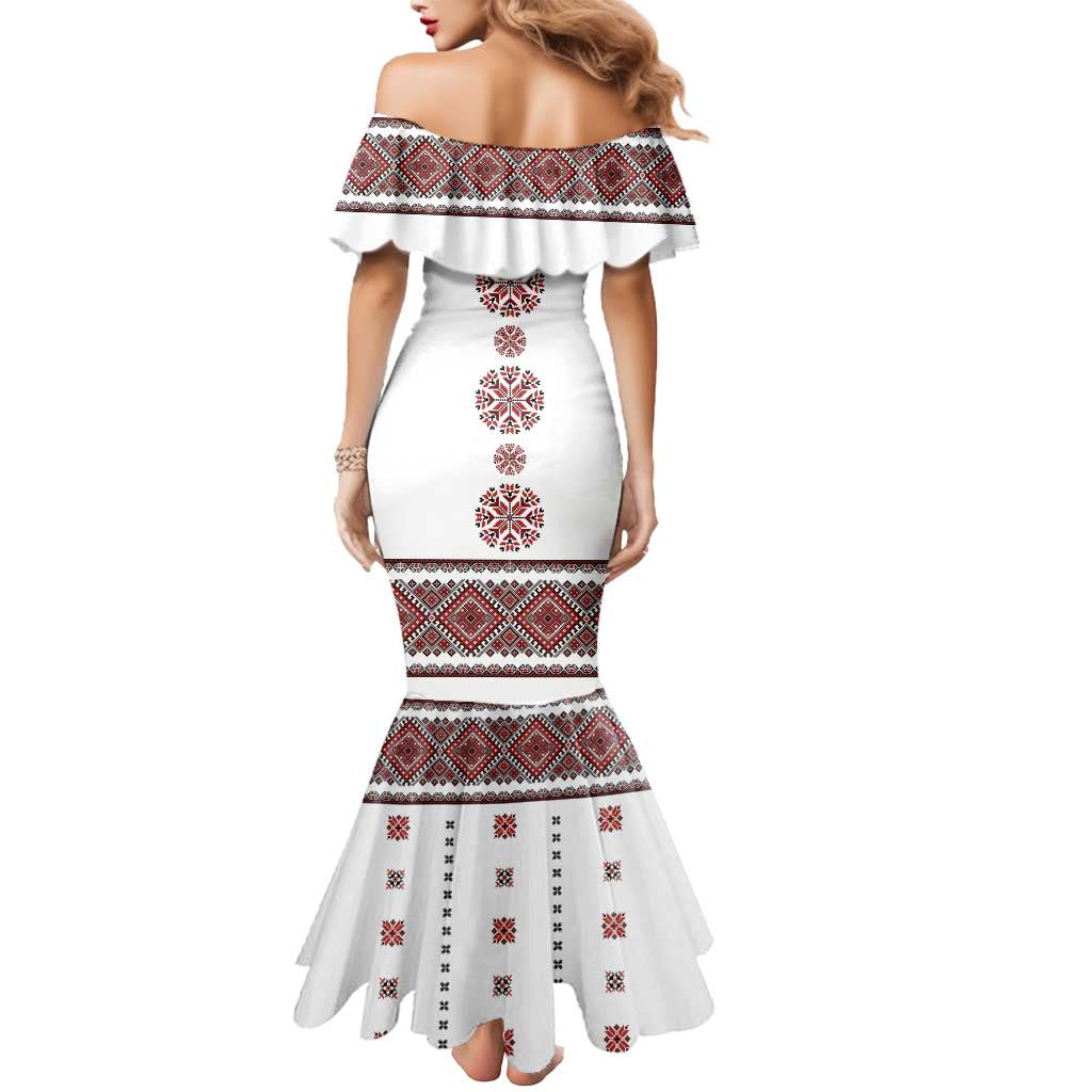 Ukraine Vyshyvanka Inspired Patterns Mermaid Dress White