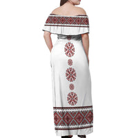 Ukraine Vyshyvanka Inspired Patterns Off Shoulder Maxi Dress White