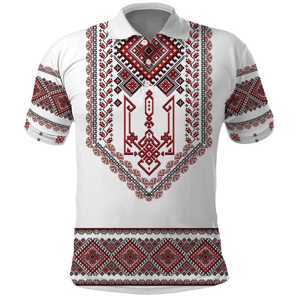 Ukraine Vyshyvanka Inspired Patterns Polo Shirt White