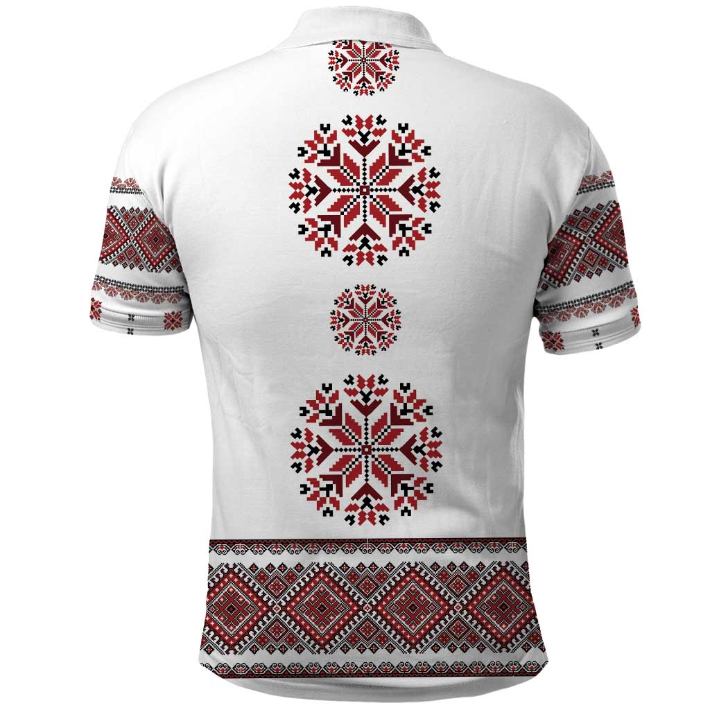 Ukraine Vyshyvanka Inspired Patterns Polo Shirt White