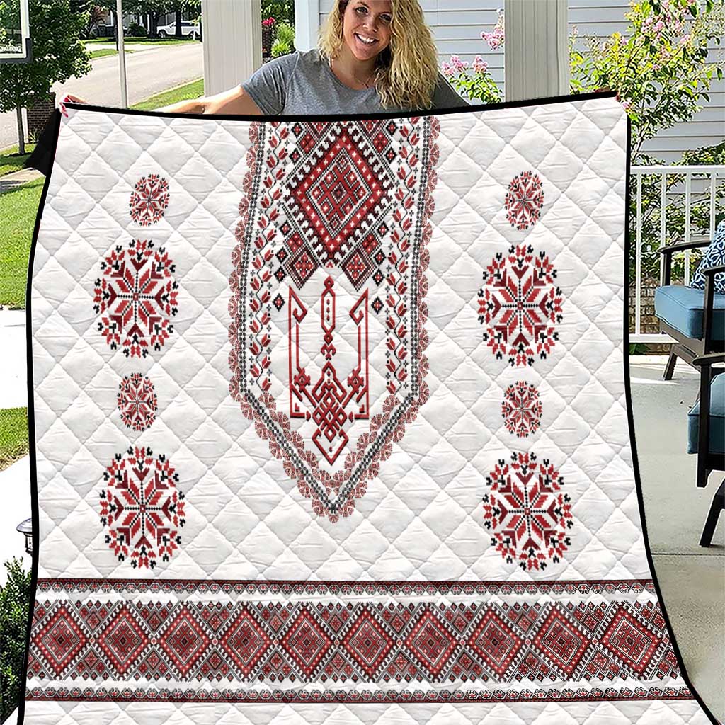 Ukraine Vyshyvanka Inspired Patterns Quilt White