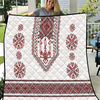 Ukraine Vyshyvanka Inspired Patterns Quilt White