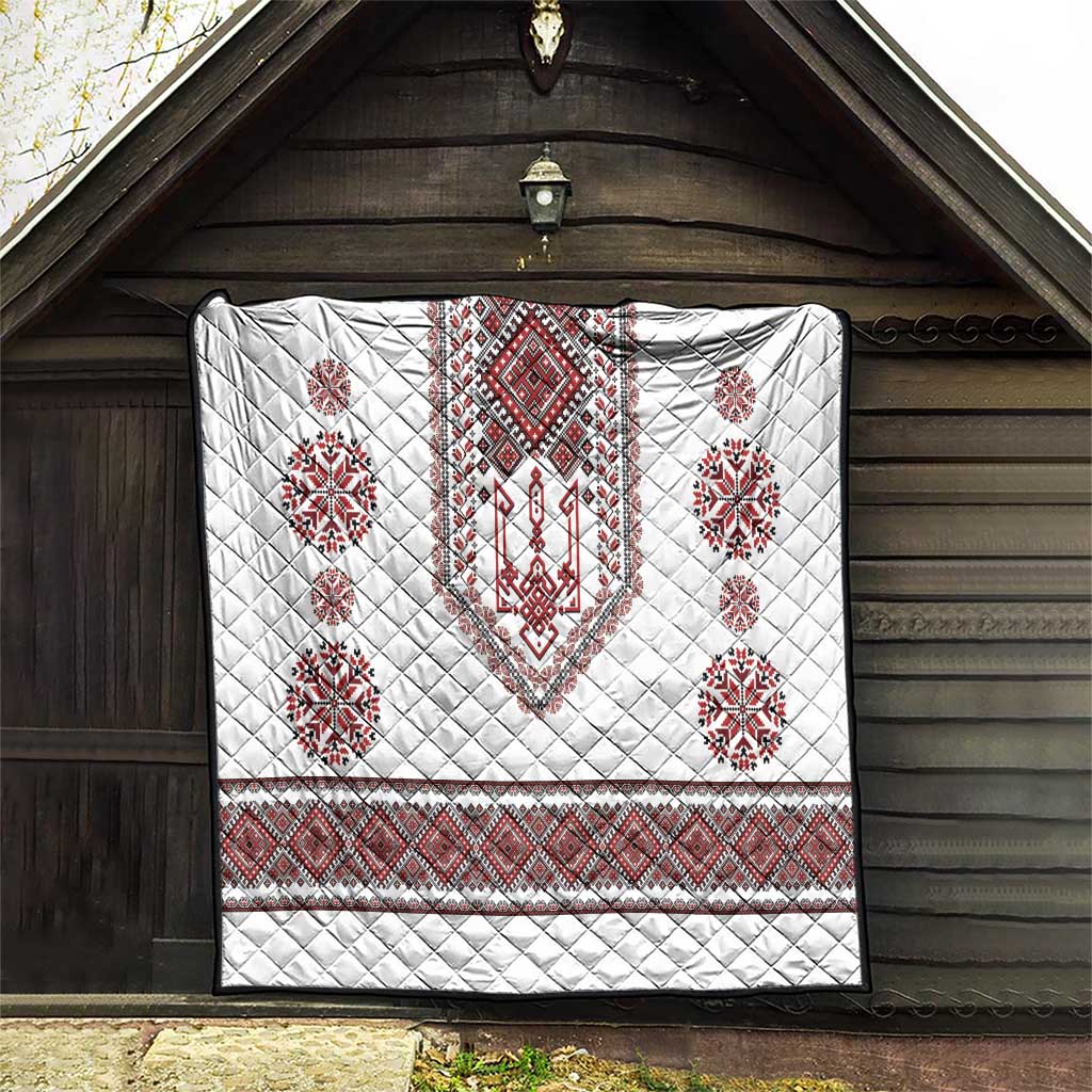 Ukraine Vyshyvanka Inspired Patterns Quilt White