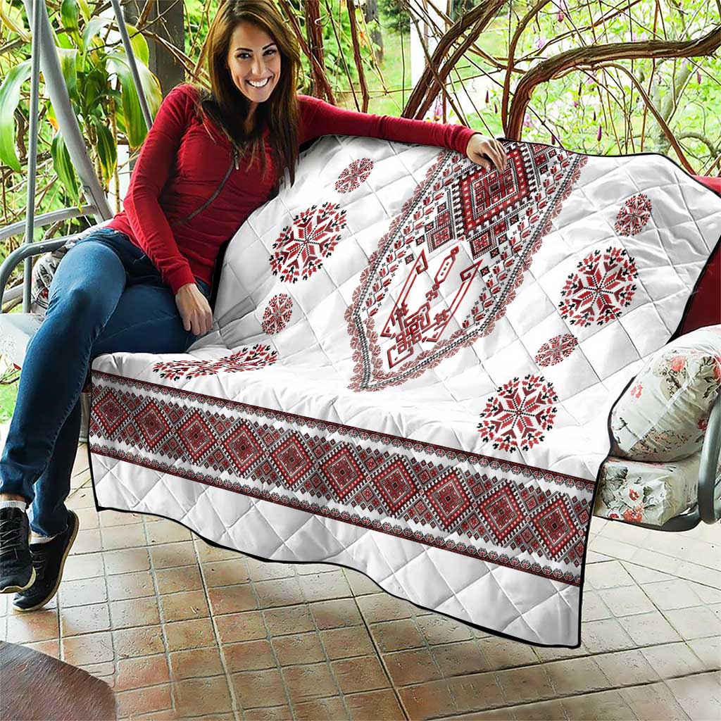 Ukraine Vyshyvanka Inspired Patterns Quilt White