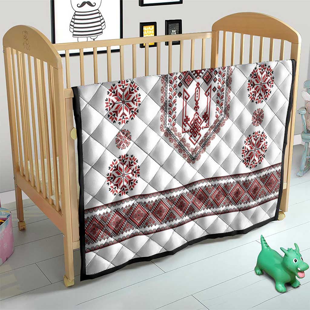 Ukraine Vyshyvanka Inspired Patterns Quilt White