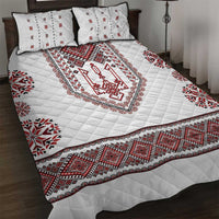 Ukraine Vyshyvanka Inspired Patterns Quilt Bed Set White
