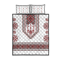 Ukraine Vyshyvanka Inspired Patterns Quilt Bed Set White