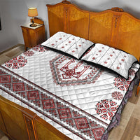 Ukraine Vyshyvanka Inspired Patterns Quilt Bed Set White