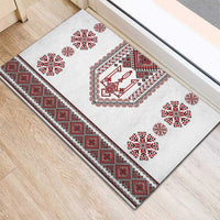Ukraine Vyshyvanka Inspired Patterns Rubber Doormat White