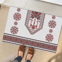 Ukraine Vyshyvanka Inspired Patterns Rubber Doormat White