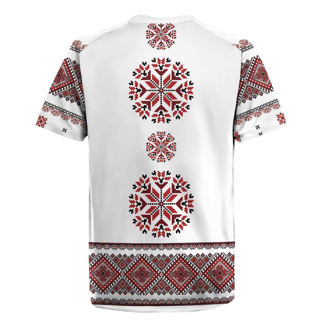Ukraine Vyshyvanka Inspired Patterns Rugby Jersey White