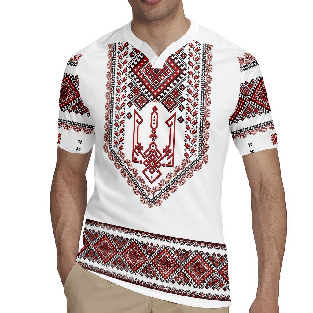 Ukraine Vyshyvanka Inspired Patterns Rugby Jersey White