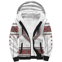 Ukraine Vyshyvanka Inspired Patterns Sherpa Hoodie White
