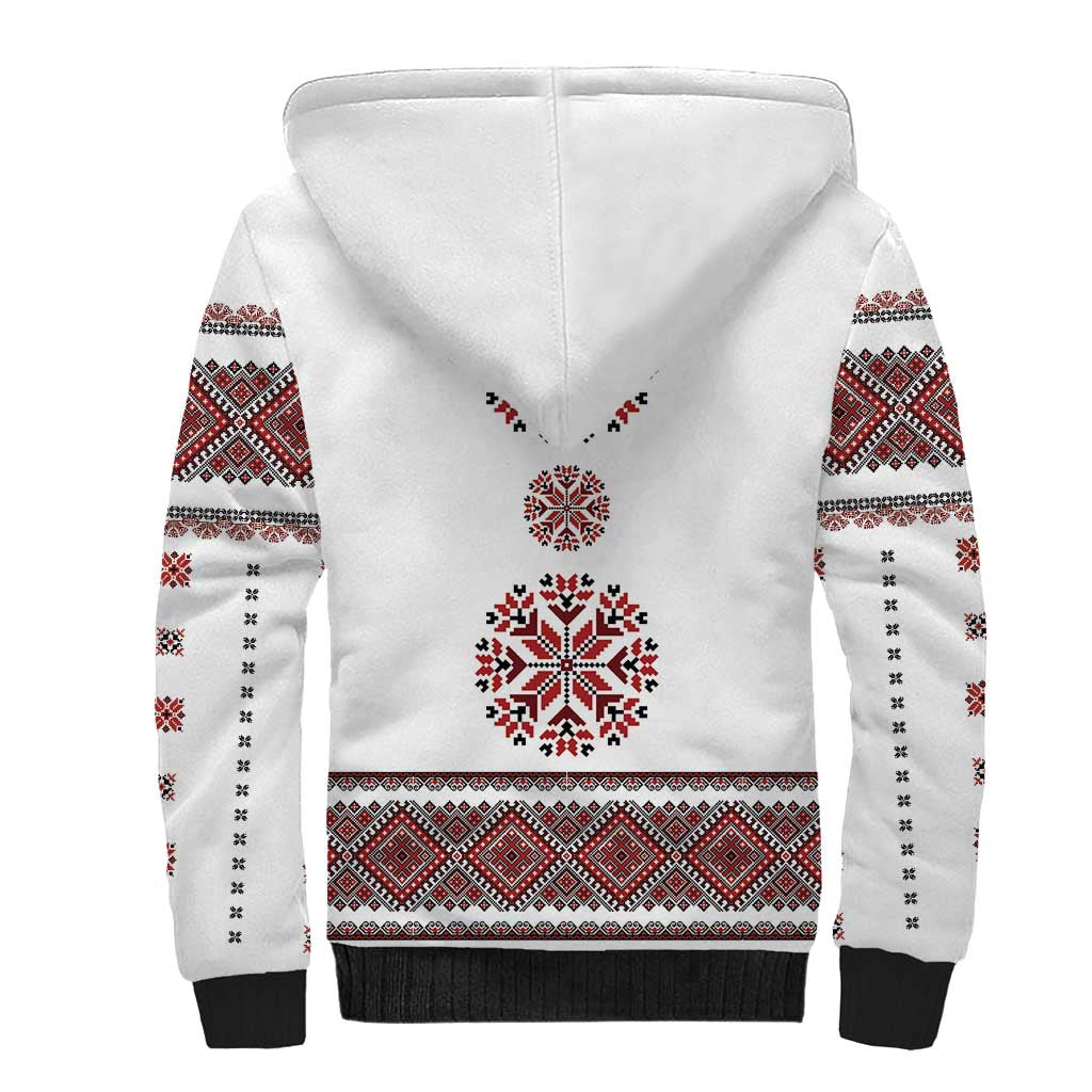 Ukraine Vyshyvanka Inspired Patterns Sherpa Hoodie White