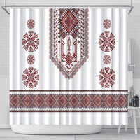 Ukraine Vyshyvanka Inspired Patterns Shower Curtain White