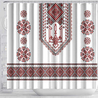 Ukraine Vyshyvanka Inspired Patterns Shower Curtain White