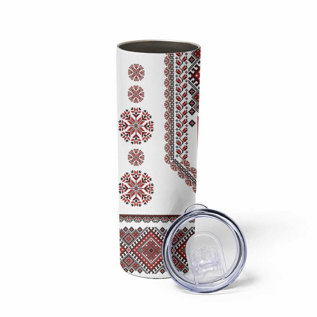 Ukraine Vyshyvanka Inspired Patterns Skinny Tumbler White