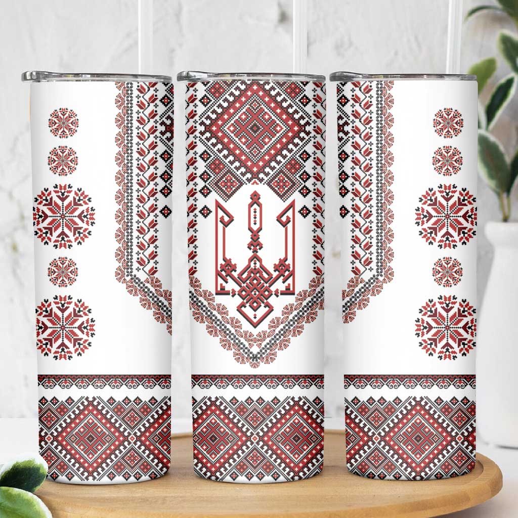 Ukraine Vyshyvanka Inspired Patterns Skinny Tumbler White