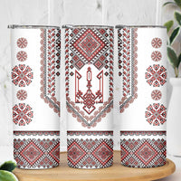 Ukraine Vyshyvanka Inspired Patterns Skinny Tumbler White