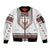 Ukraine Vyshyvanka Inspired Patterns Sleeve Zip Bomber Jacket White