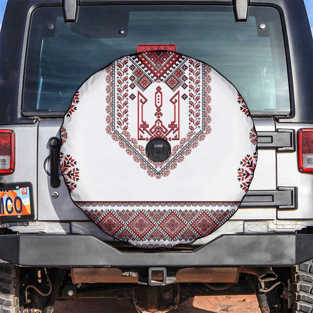 Ukraine Vyshyvanka Inspired Patterns Spare Tire Cover White