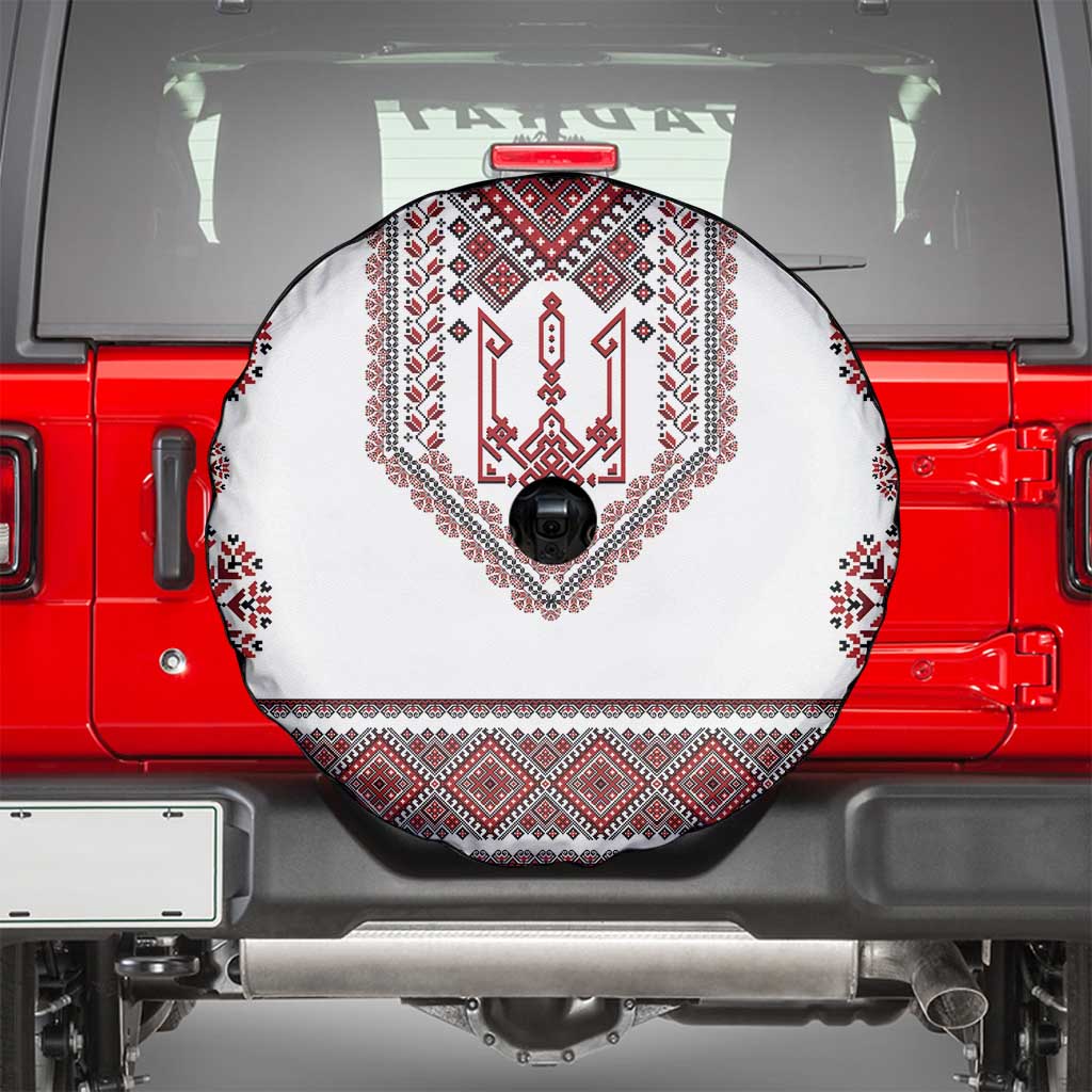 Ukraine Vyshyvanka Inspired Patterns Spare Tire Cover White