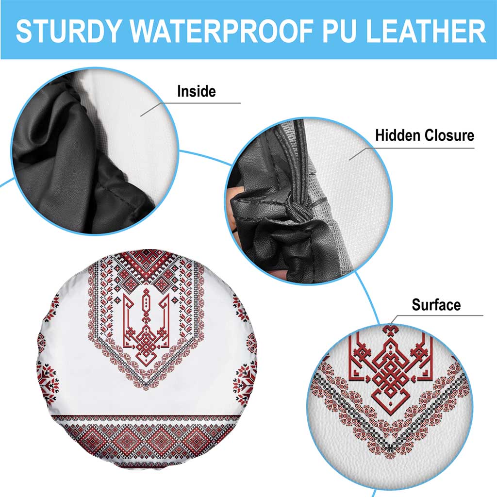 Ukraine Vyshyvanka Inspired Patterns Spare Tire Cover White