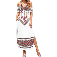 Ukraine Vyshyvanka Inspired Patterns Summer Maxi Dress White