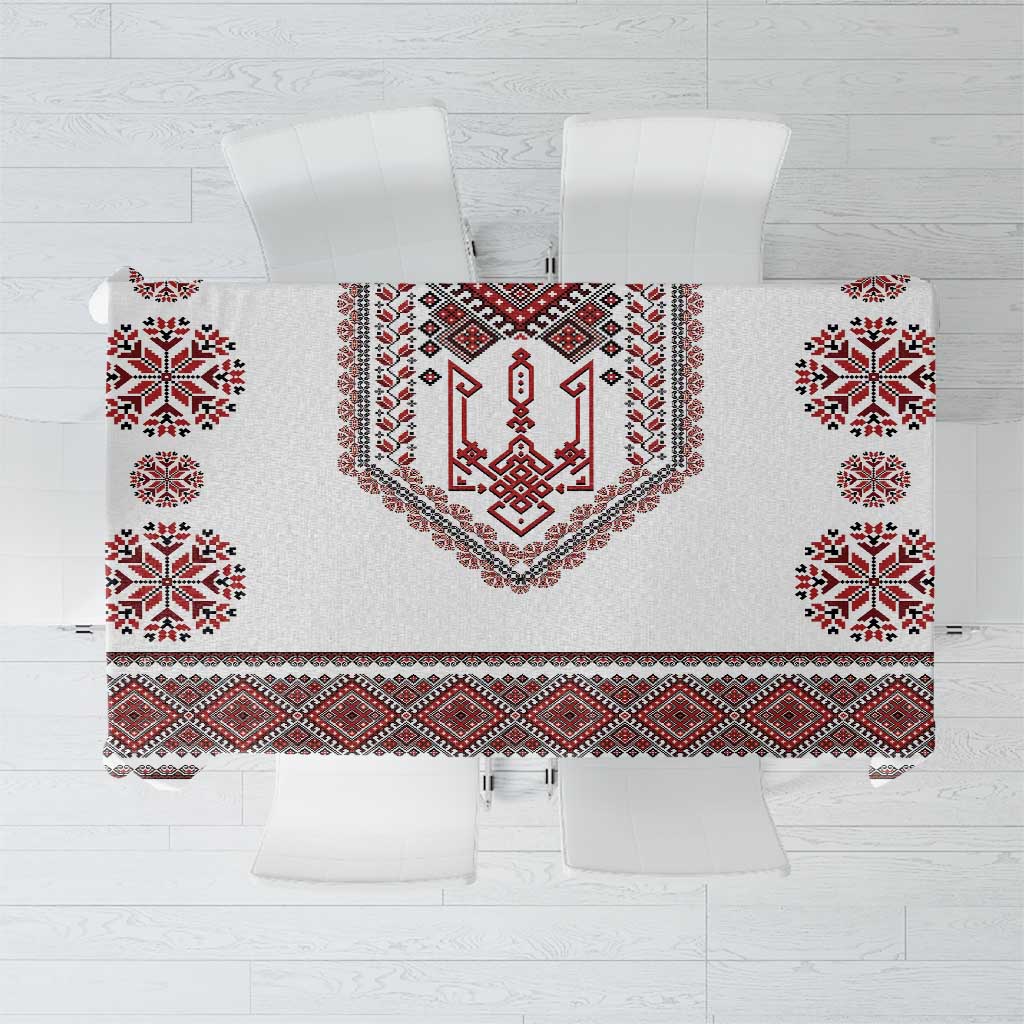 Ukraine Vyshyvanka Inspired Patterns Tablecloth White