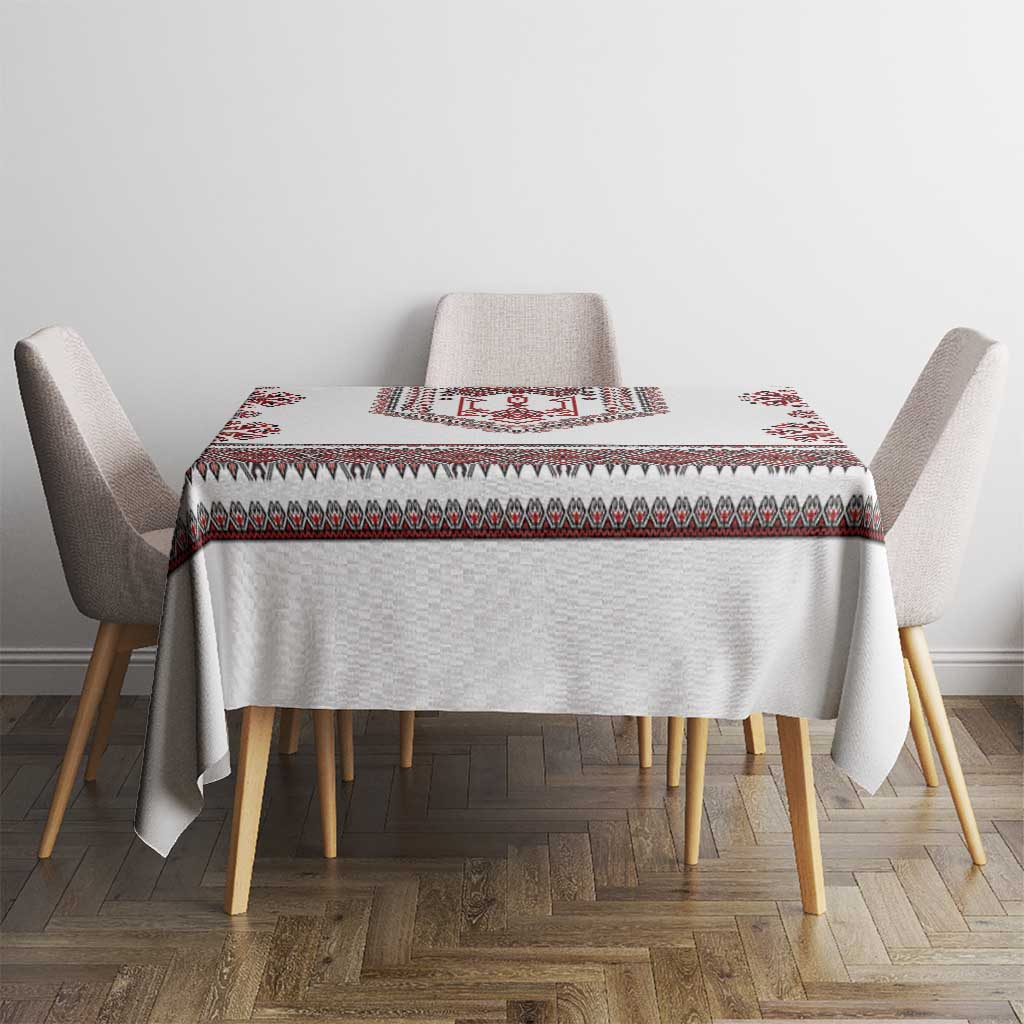 Ukraine Vyshyvanka Inspired Patterns Tablecloth White