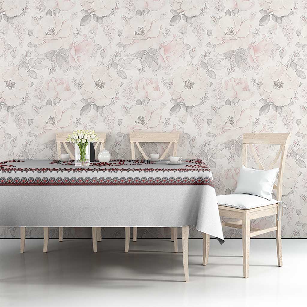 Ukraine Vyshyvanka Inspired Patterns Tablecloth White