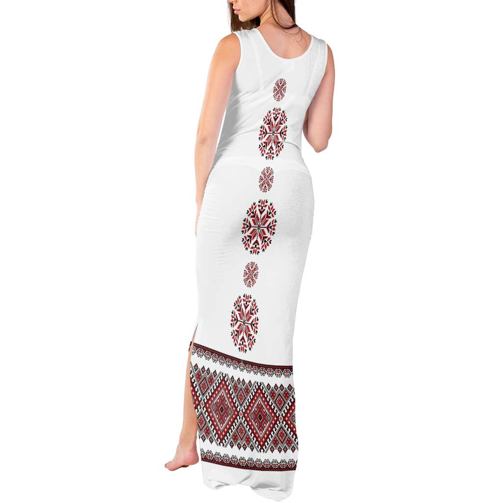 Ukraine Vyshyvanka Inspired Patterns Tank Maxi Dress White