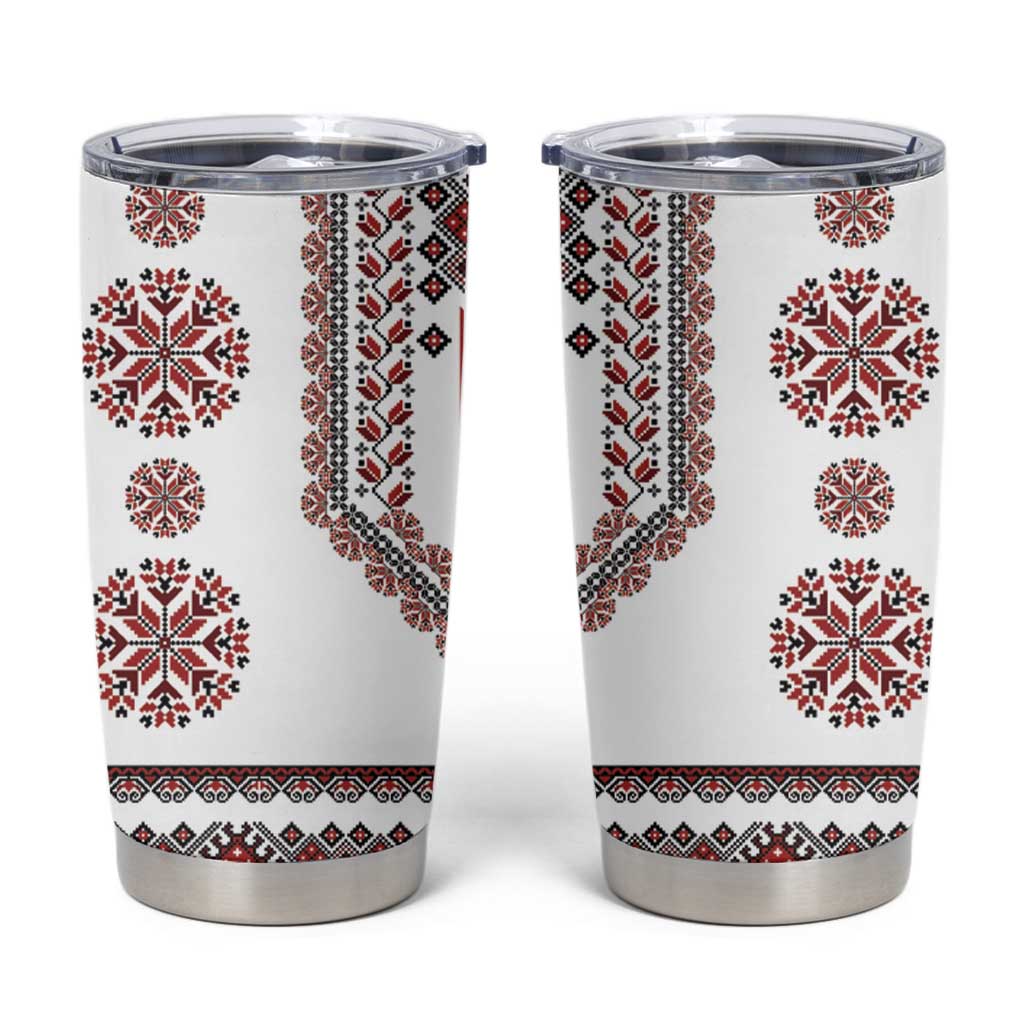 Ukraine Vyshyvanka Inspired Patterns Tumbler Cup White