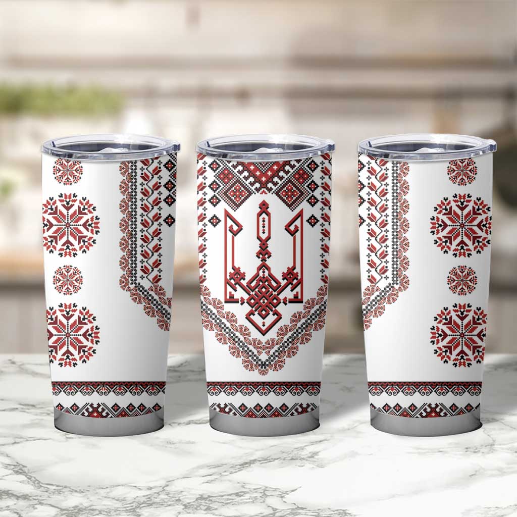 Ukraine Vyshyvanka Inspired Patterns Tumbler Cup White