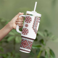 Ukraine Vyshyvanka Inspired Patterns Tumbler With Handle White