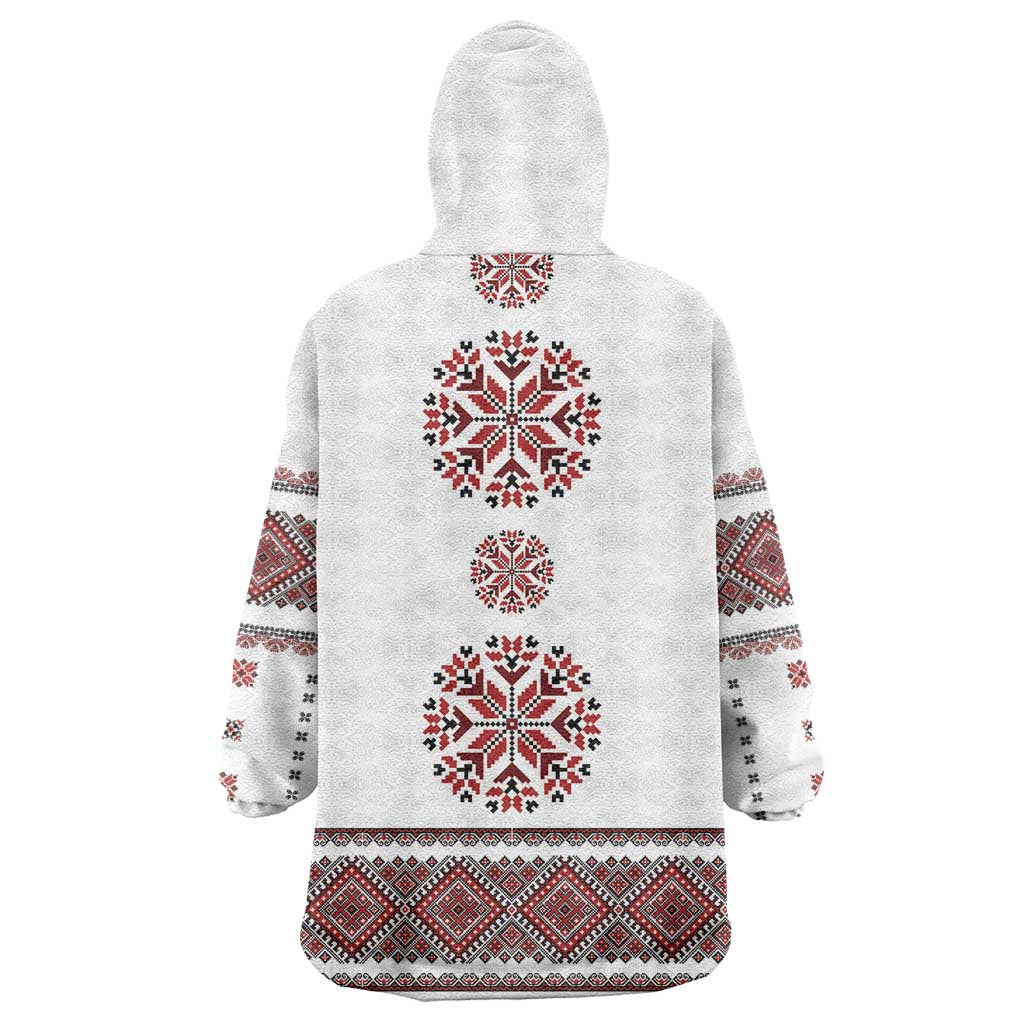 Ukraine Vyshyvanka Inspired Patterns Wearable Blanket Hoodie White