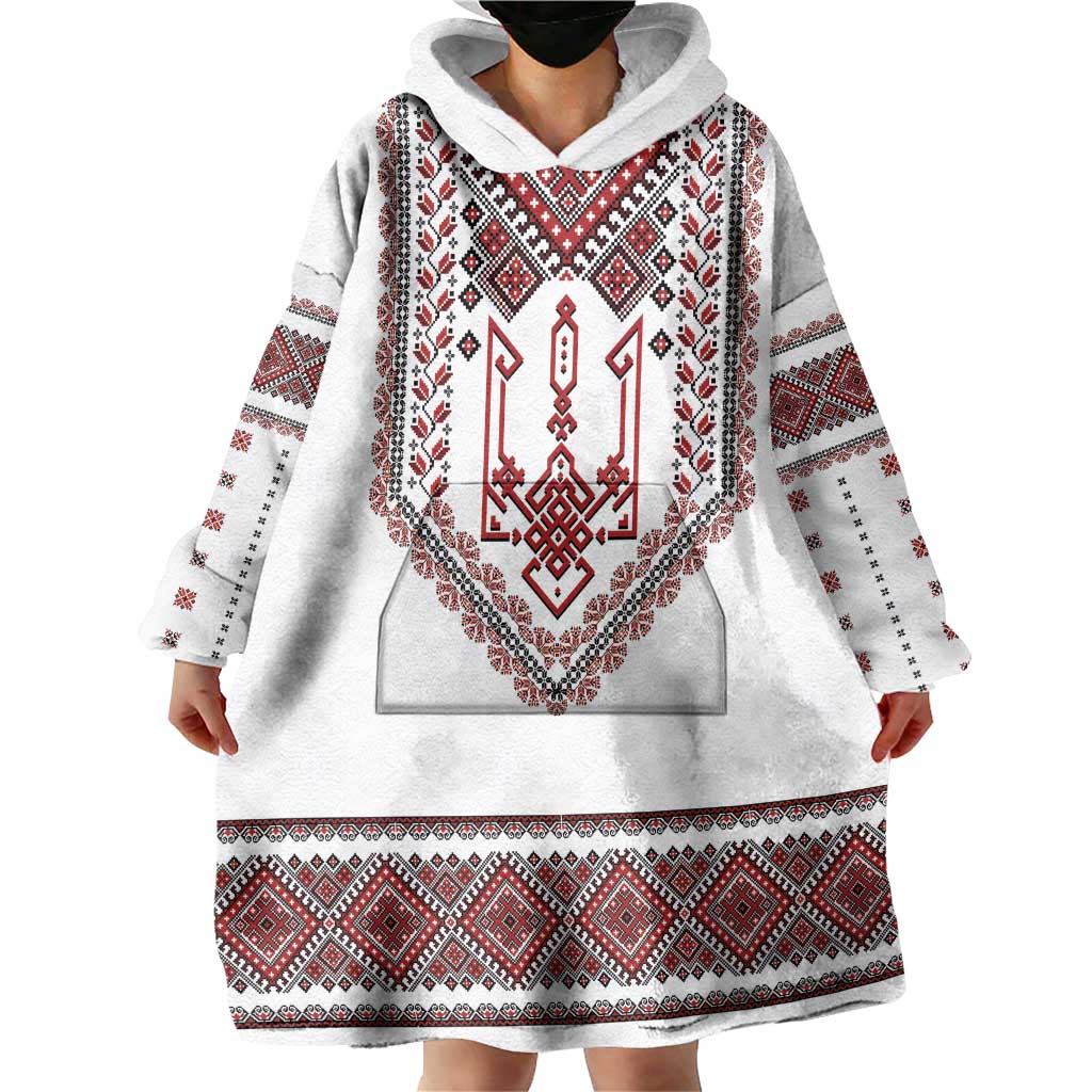 Ukraine Vyshyvanka Inspired Patterns Wearable Blanket Hoodie White